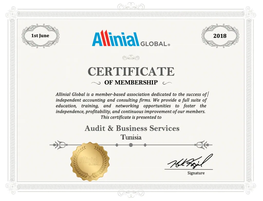 Certificat Allinial Global